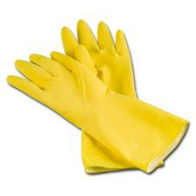 Yellow Flock Lined Latex Glove Size M